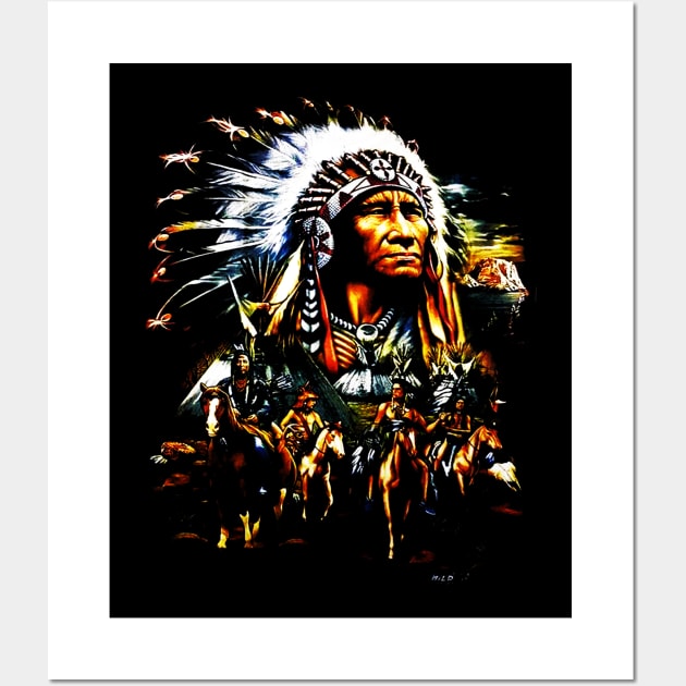 Native American Indian Chief Wall Art by vectordiaries5